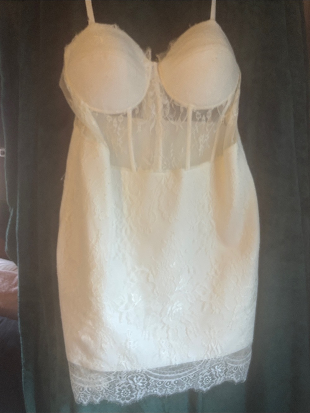 Fashion Nova White Lace Strapless Bustier Dress